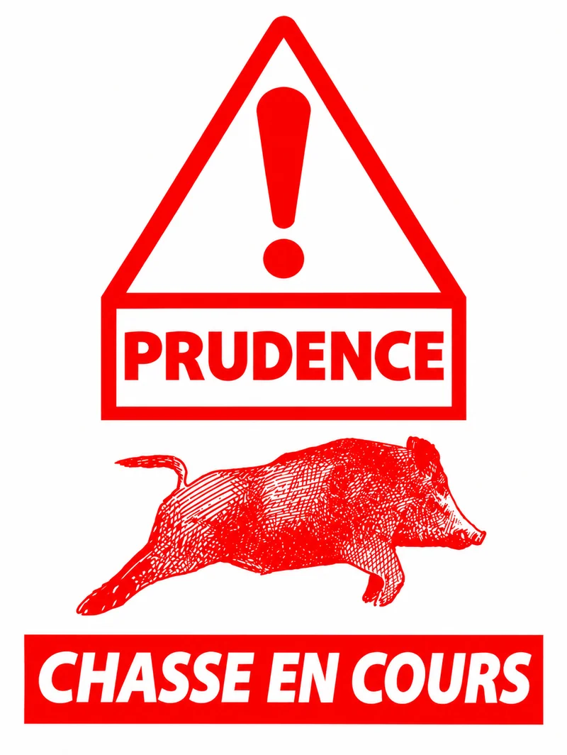 Panneau GM blanc Chasse en Cours 60x80 cm en Aquilux rouge et blanc